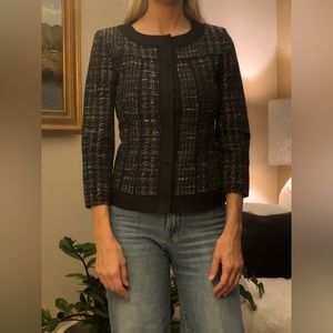 T Tahari Black and Gray Patterned Blazer